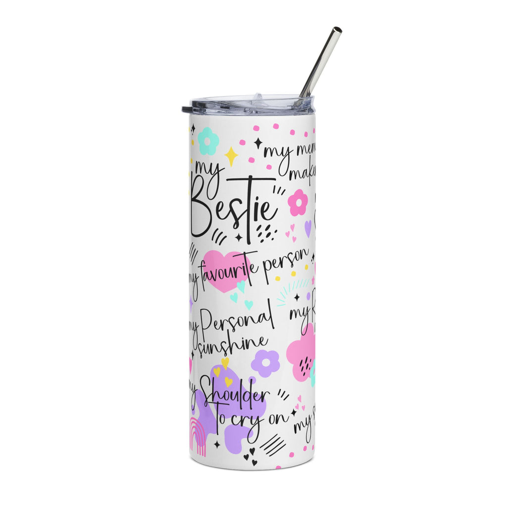 Bestie Stainless Steel Tumbler 600ml — 'My Bestie' Floral Friendship Travel Cup