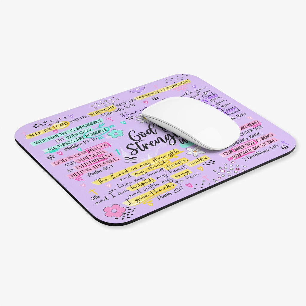 God's Strength Within — Inspirational Lavender Mouse Pad with Scripture Verse Design