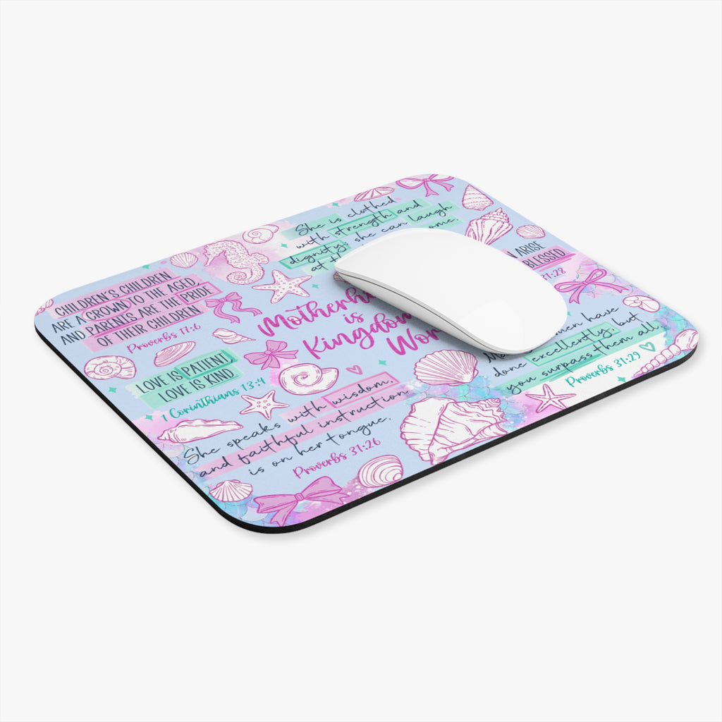 Motherhood Is Kingdom Work Mouse Pad — Inspirational Christian Mom Desk Mat